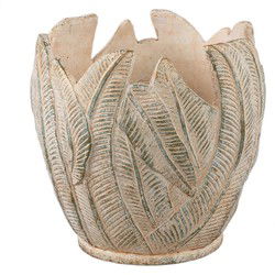 PTMD Bloempot Noami - 30x30x30 cm - Cement - Creme