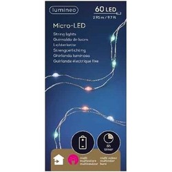 Lumineo draadverlichting - 60 led lampjes - gekleurd - 295 cm - Lichtsnoeren