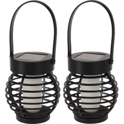 Set van 2x stuks zwarte solar LED lantaarns 11 cm - Lantaarns