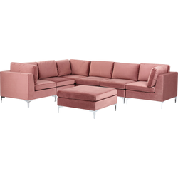 Beliani EVJA - Modulaire Sofa-Roze-Fluweel