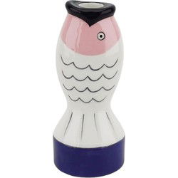 Candle holder - Fish - Blue/White/Pink - 7x7x16,5cm
