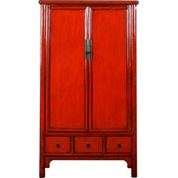 Fine Asianliving Antieke Chinese Kast Rood High Gloss B103xD49xH194cm
