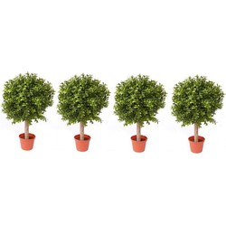 4x Buxus kunstplanten op stam in pot 36 cm - Kunstplanten