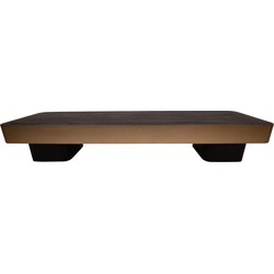 PTMD Warren Coffee table 180x45x31 brown wood gold mtl