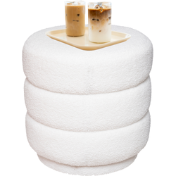 MISOU Poef - Teddy Stoel - Teddy Poef - Rond - Hocker - Bijzettafel -  Bouclé - Stof - Wit - 37x40cm - COZY