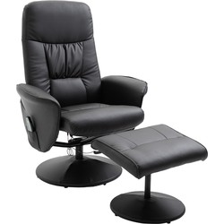 4goodz Relaxfauteuil met Massagestoel met voetenbank Kunstleer - Zwart