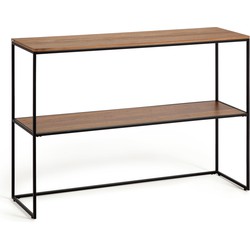 Kave Home - Yoana salontafel in eikenfineer met zwart gelakt metalen frame 120 x 80 cm