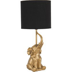 Clayre & Eef Tafellamp Olifant Ø 20x46 cm  Goudkleurig Zwart Kunststof Bureaulamp