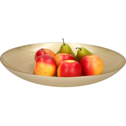 Decoratie schaal/fruitschaal van glas goud rond D40 cm - Fruitschalen