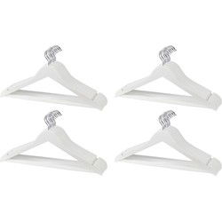 Kledinghanger - 20x - hout - wit - 45 cm - kledinghanger set - Kledinghangers