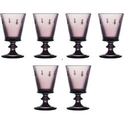 La Rochère Bee - wijnglas - bijtjes - paars - handgeblazen - set van 6 - H 14 cm