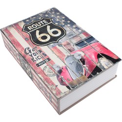 Decopatent® Boekkluis L - ROUTE 66 - Geheime Kluis - Booksafe - Boekenkluis - Kluis Met Sleutelslot - Geldkist - Verborgen Kluis - Veilig Geld Opbergen - Spaarpot Kluis - USA