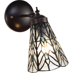 LumiLamp Wandlamp Tiffany  17x12x23 cm  Transparant Glas Metaal Rond Muurlamp