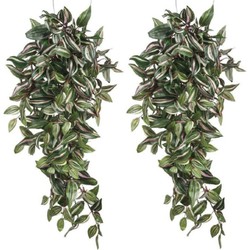 2x stuks tradescantia vaderplant kunstplanten groen L80 x B30 x H15 cm hangplant - Kunstplanten
