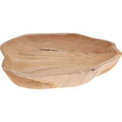 Fruitschaal teak hout rond 32 x 26 x 3 cm - Fruitschalen