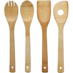 Pollepel set 4-delig 30 cm naturel van bamboe - Keukengerei