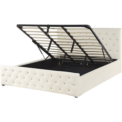 AMIENS  - Bed met opbergruimte - Lichtbeige - 180 x 200 cm - Fluweel