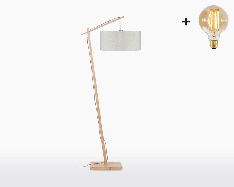 Good & Mojo Vloerlamp – ANDES – Bamboe/linnen - Product Kleur: Licht linnen / Product Met gloeilamp: Ja - Licht linnen - 