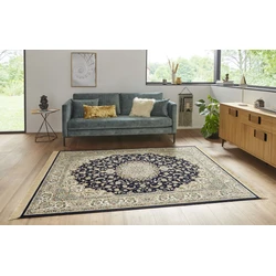 Klassiek vloerkleed - Laagpolig - Antik Flowers - Franjes - Donkerblauw - 135 X 195 CM