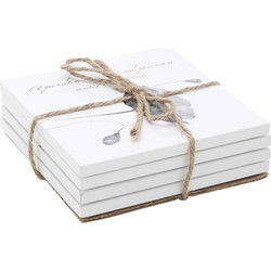 Cosy & Trendy Glazenonderzetters - 4x - wit - bamboe - 10 cm - Glazenonderzetters