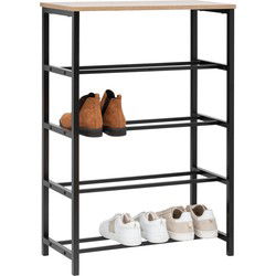 Schoenenrek 5 lagen 30x63x90 cm - Schoenenkast Zwart/bruin