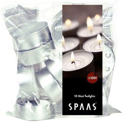 Spaas kaarsen - 10x stuks Witte maxi theelichtjes/waxinelichtjes - Waxinelichtjes