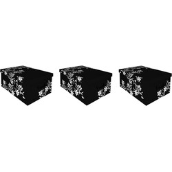 3x Opberg boxen zwart 52 x 38 cm - Opbergbox