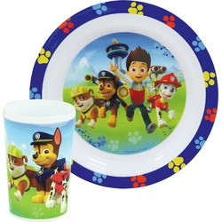 2x Kinder ontbijt set Paw Patrol 2-delig van kunststof - Kinderservies