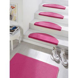Traploper Uni Laagpolig Effen Vloerkleed - Fancy - Roze / Pink (15 stuks ) - 23x65 cm