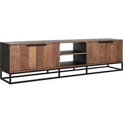 DTP Home TV stand Cosmo No.2 large, 4 doors, 2 open racks,55x205x40 cm, recycled teakwood