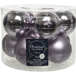 Kerstboomversiering lila paarse kerstballen van glas 6 cm 10 stuks - Kerstbal