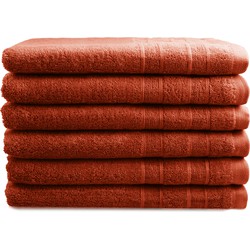 OUTLET BADTEXTIEL - set van 6 - gastendoek 30x50 - terracotta