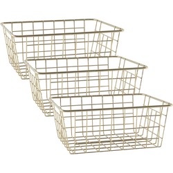 Draadmand - 5x - goudkleurig - industrieel - opbergmand - 24x18x10 cm - Opbergmanden
