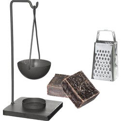 Ideas4seasons Amberblokjes/geurblokjes cadeauset - ylang ylang - inclusief geurbrander en mini rasp - Geurbranders