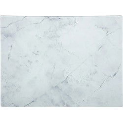 Secret de Gourmet snijplank - glas - wit met marmer print - 40 x 30 cm - Snijplanken