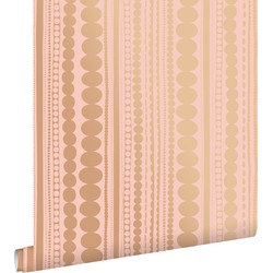 ESTAhome behang kralen perzik roze en glanzend koper bruin - 0,53 x 10,05 m - 128823