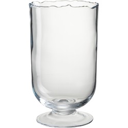 J-line - Windlicht Op Voet Onregelmatige Rand Glas Transparant Small - 16.5x12.5x30cm