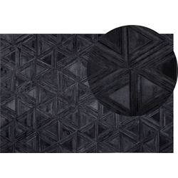 KASAR - Laagpolig vloerkleed - Zwart - 140 x 200 cm - Koeienhuid leer