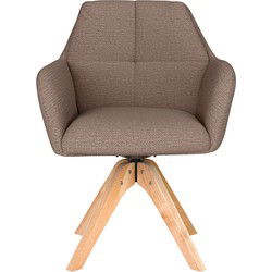 Eetkamerstoel Pete Taupe Houten Swivel - Giga Meubel