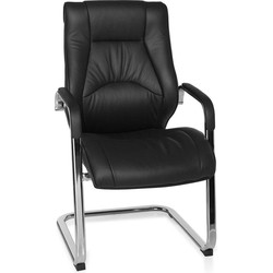 Pippa Design lederen bezoekersstoel vergaderstoel met armleuningen - zwart