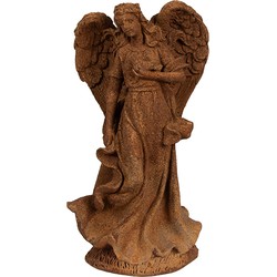 Clayre & Eef Decoratie Beeld Engel 23 cm Bruin Polyresin Religious sculpture