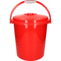 Afsluitbare emmer met deksel 21 liter rood - Emmers