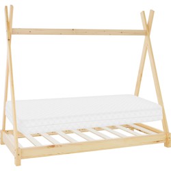 Kinderbed Tipi 80x160 cm van grenenhout incl. matras H-10cm houten bed met lattenbodem ML design