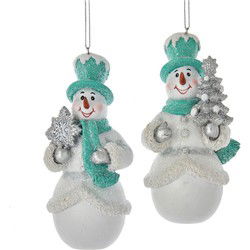 4.5 inch Resin White & Turquoise Snowman 10,668x4,064x3,556 cm kerstornament