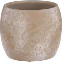 Mica Decorations Bloempot - creme stone - mat - keramiek - 16 x 14 cm - Plantenpotten