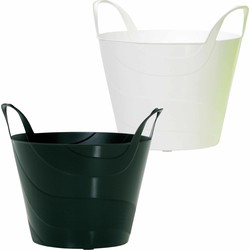 Set van 2x stuks kunststof flexibele emmers/wasmanden/kuipen van 45 liter in het groen en zwart - Wasmanden