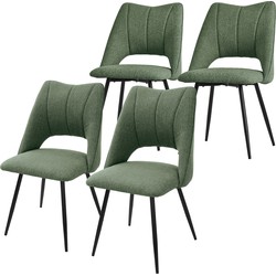 Eetkamerstoel set van 4 groen gestoffeerd incl. montagemateriaal Gestoffeerde stoel Keukenstoel ML design