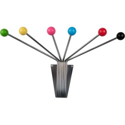 Kapstok Neptune Chrome w. Coloured Balls Large - Multicolor - 52x22x11.5cm