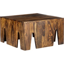 Salontafel 70x70x40 cm Natuurlijk massief Sheeshamhout WOMO Design