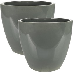 2x stuks plantenpot/bloempot in een strakke Scandinavische look antraciet Dia 20 cm en Hoogte 19 cm - Plantenpotten